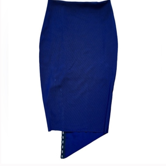 BEC + BRIDGE Navy Mesh Pencil Skirt With Slit | 2 - Picture 3 of 11